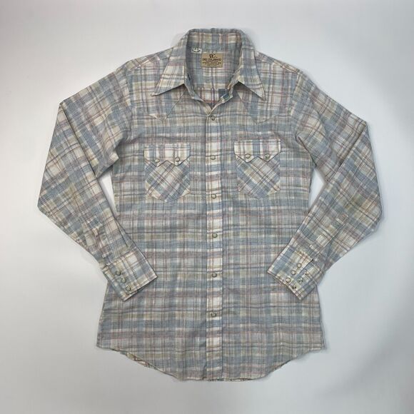 Vintage Dee Cee Western Shirt Mens 15 Plaid Long Sleeve Snap Button Up Made USA - Picture 2 of 11